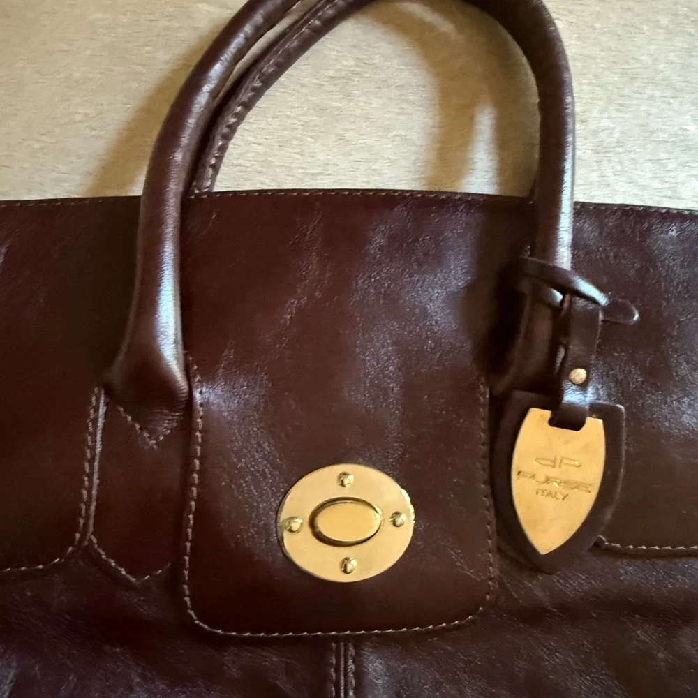 DP purse- Italian chocolate leather gold hardware